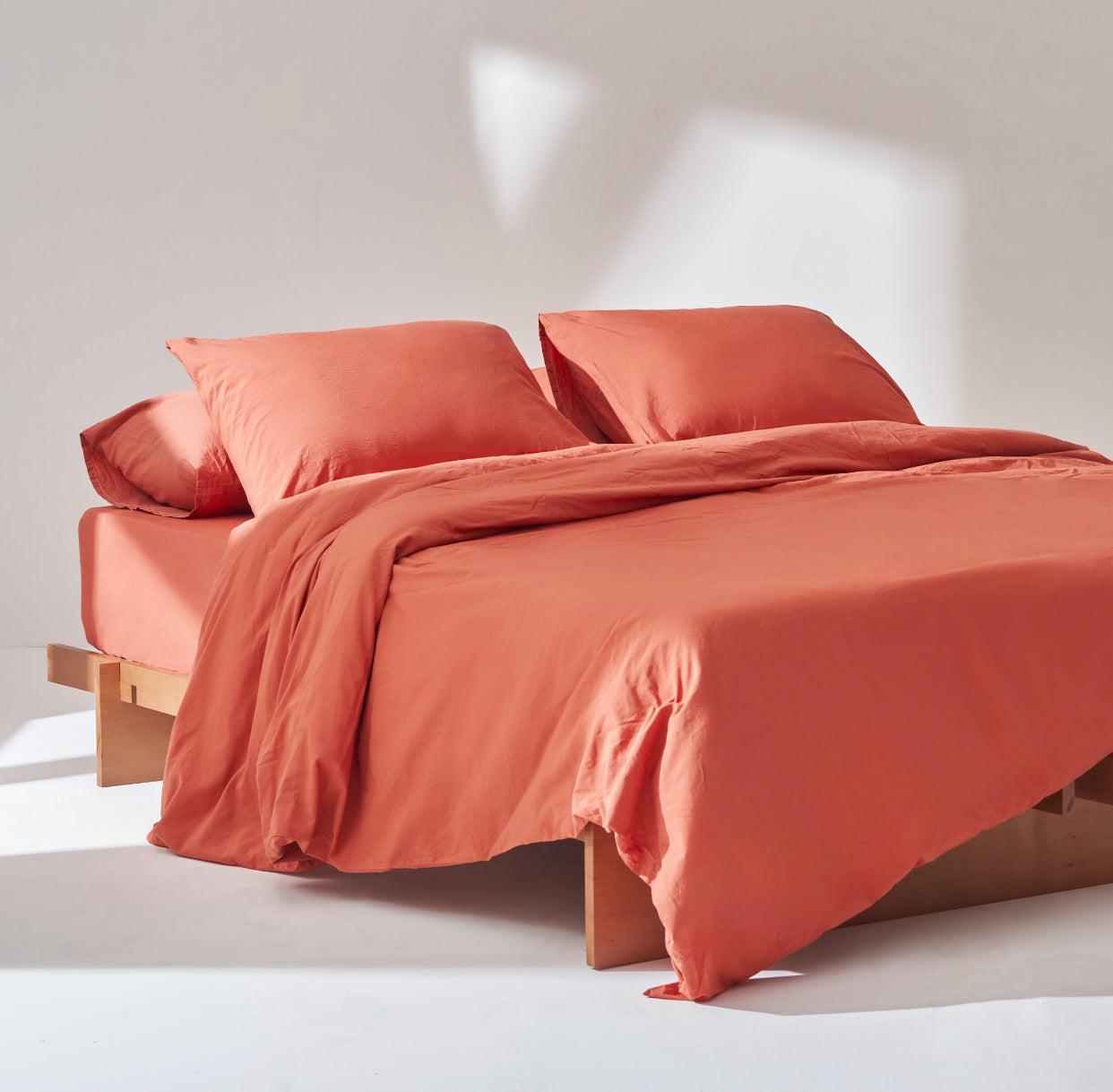 Washed Cotton Duvet set in Teracotta