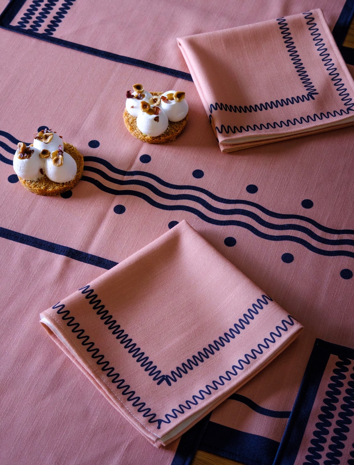 Rosemary in Pink Set-Table Runner. Placemats. Napkins.