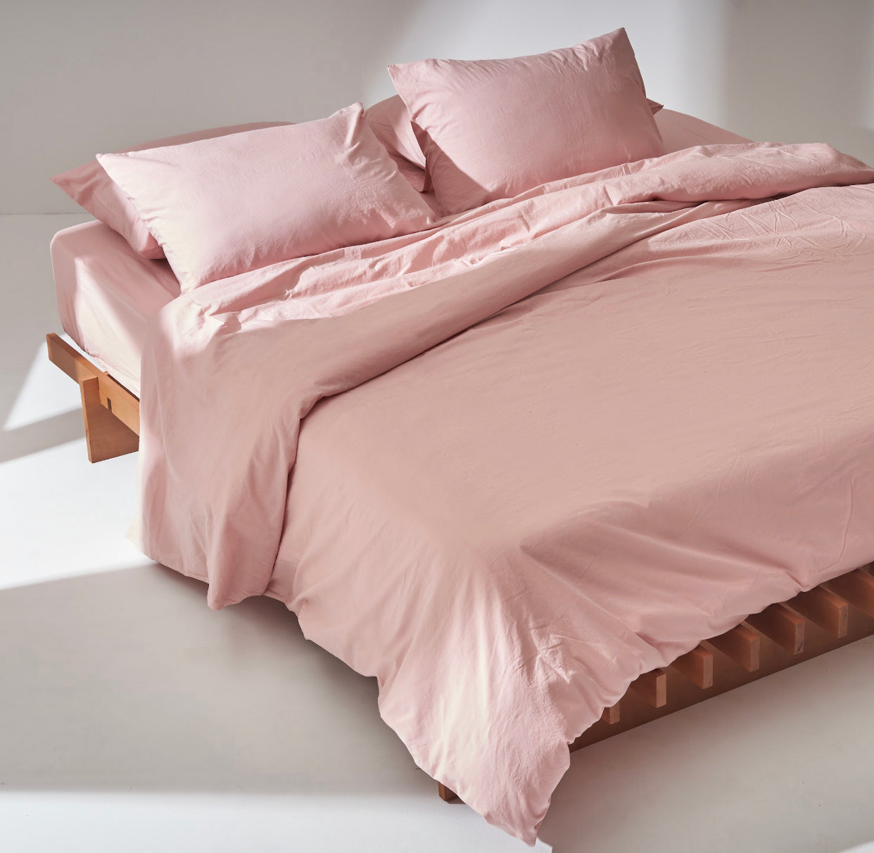 Washed Cotton Duvet set in Rose pink