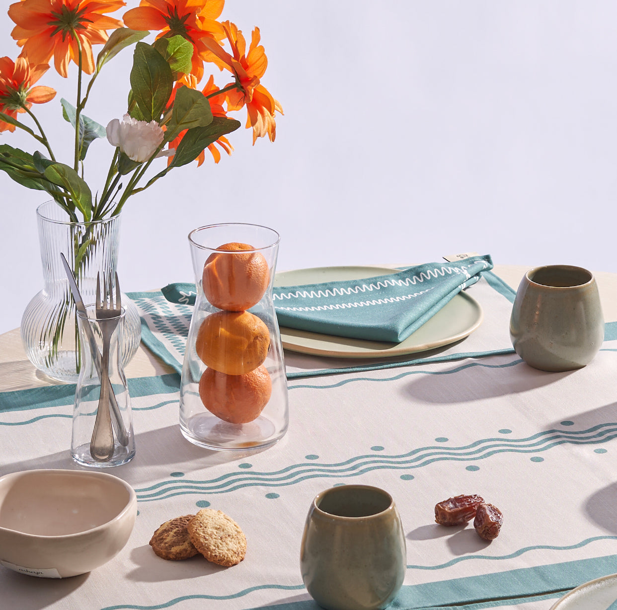 Rosemary in Mint Set-Table Runner. Placemats. Napkins.