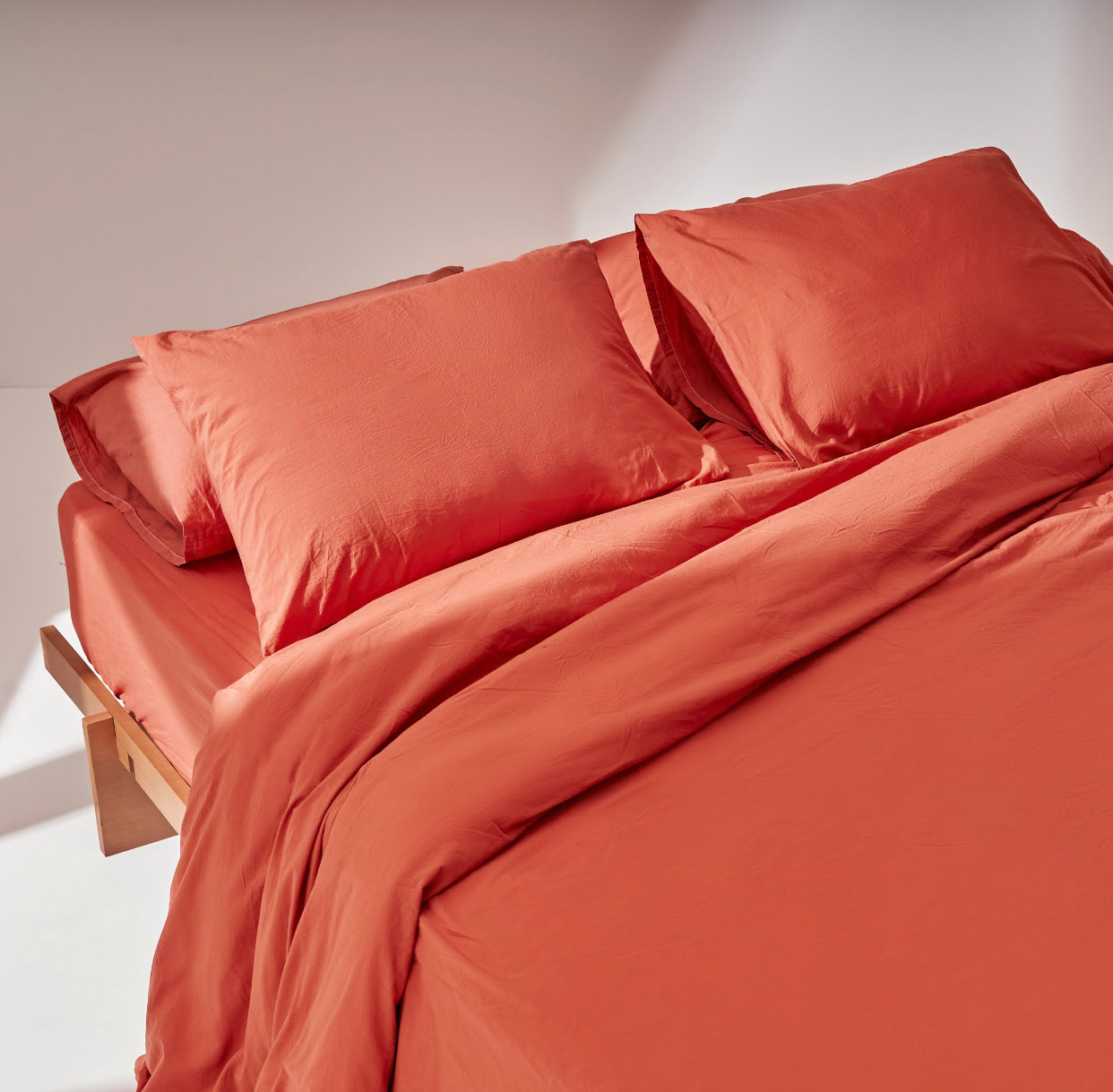 Washed Cotton Duvet set in Teracotta