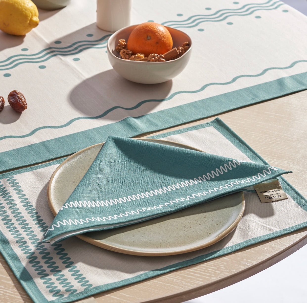 Rosemary in Mint Set-Table Runner. Placemats. Napkins.