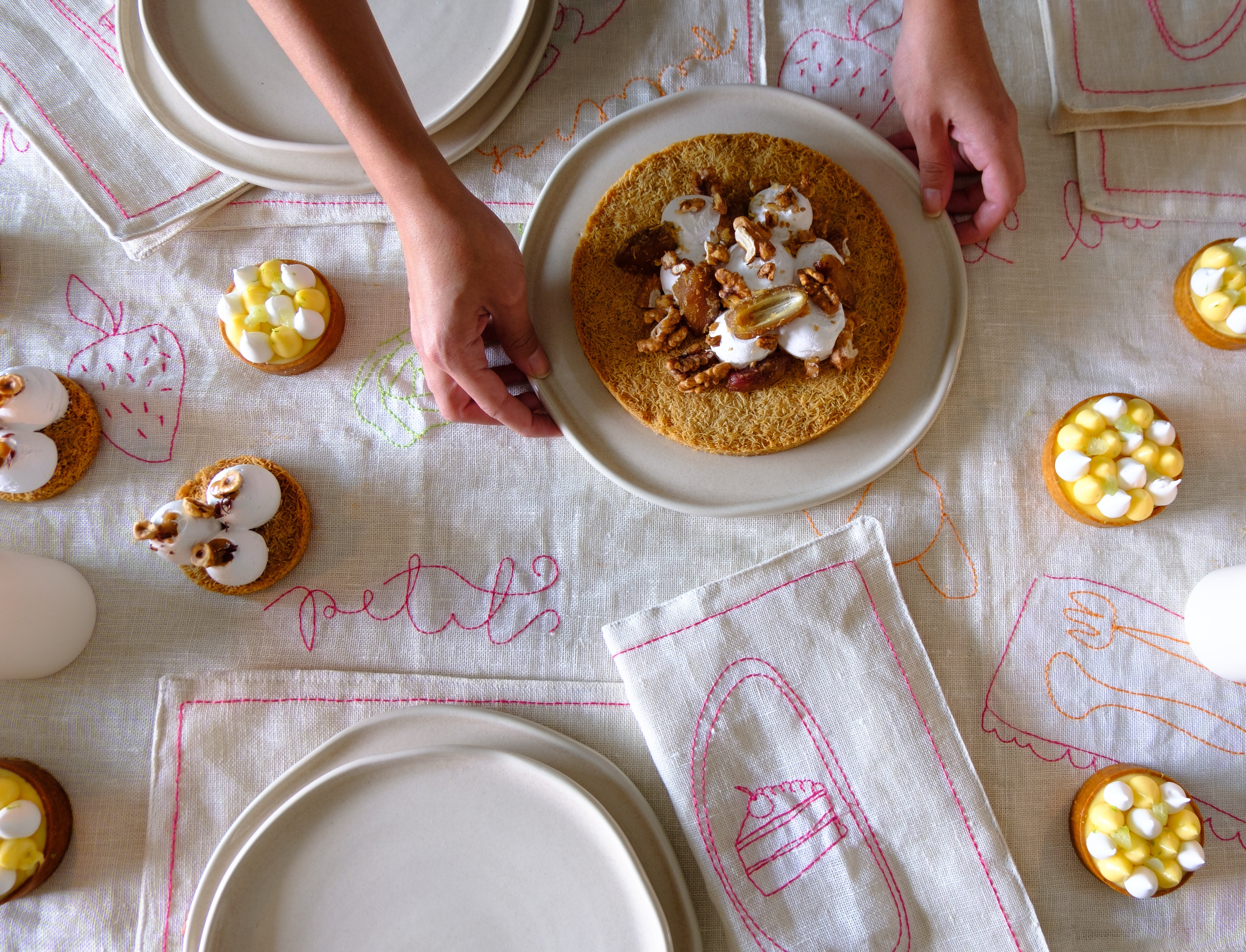Focaccia Multi Colored Set-Table Runner. Placemats. Napkins.
